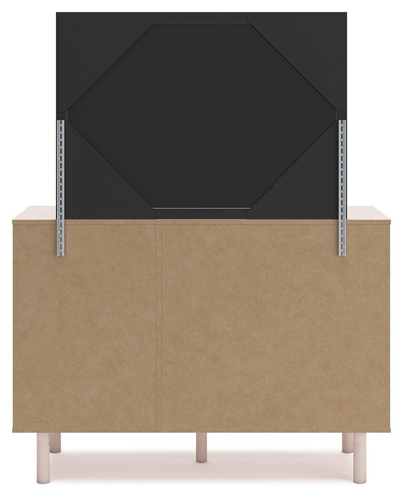 Wistenpine Twin Upholstered Panel Bed, Dresser and Mirror