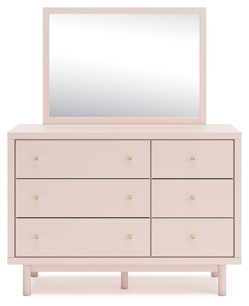 Wistenpine Twin Upholstered Panel Bed, Dresser and Mirror