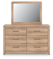 Kinlanni King Upholstered Panel Bed, Dresser, Mirror and Nightstand
