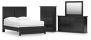 Maribel Full Panel Bed, Dresser, Mirror and Chest