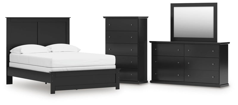 Maribel Full Panel Bed, Dresser, Mirror and Chest