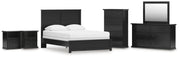 Maribel Queen Panel Bed, Dresser, Mirror, Chest and 2 Nightstands