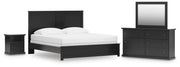 Maribel King Panel Bed, Dresser, Mirror and Nightstand