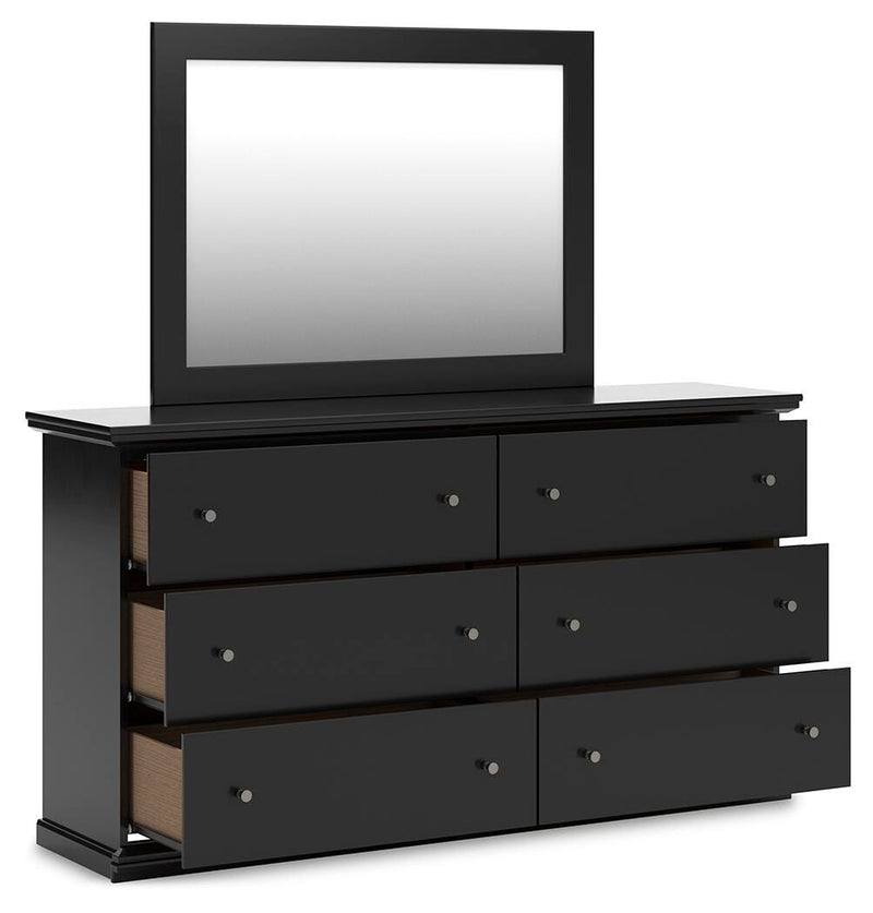 Maribel Queen Panel Bed with Dresser, Mirror and Nightstand