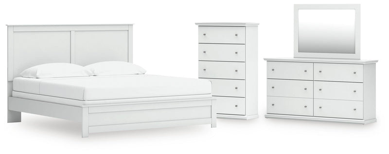 Bostwick Shoals King Panel Bed, Dresser, Mirror and Chest