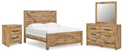Maystonna King Crossbuck Panel Bed, Dresser, Mirror and Nightstand