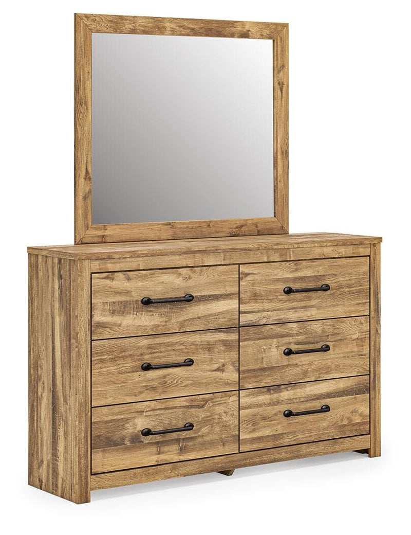 Maystonna King Crossbuck Panel Bed, Dresser, Mirror and Nightstand