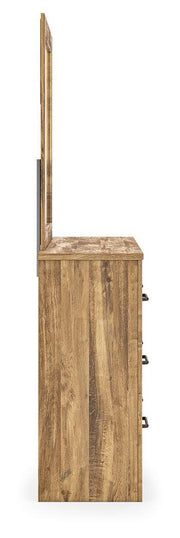 Maystonna King Crossbuck Panel Bed, Dresser, Mirror and Nightstand