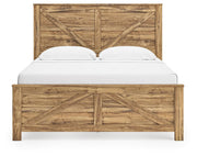 Maystonna King Crossbuck Panel Bed, Dresser, Mirror and Nightstand