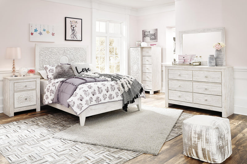 Paxberry Full Panel Bed, Dresser, Mirror and Chest
