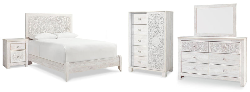 Paxberry Queen Panel Bed, Dresser, Mirror,  Chest and Nightstand