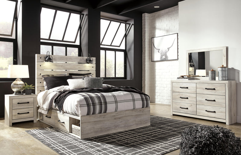 Cambeck Queen Panel Bed with Storage, Dresser, Mirror and 2 Nightstands