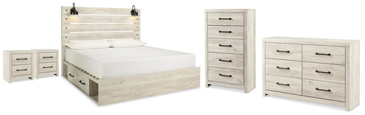Cambeck King Panel Bed with Storage, Dresser, Chest and 2 Nightstands