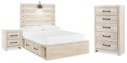 Cambeck Full Panel Bed with Storage, Chest and Nightstand
