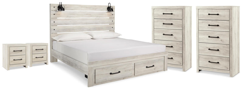 Cambeck King Panel Storage Bed, 2 Chests and 2 Nightstands