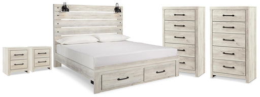 Cambeck King Panel Storage Bed, 2 Chests and 2 Nightstands