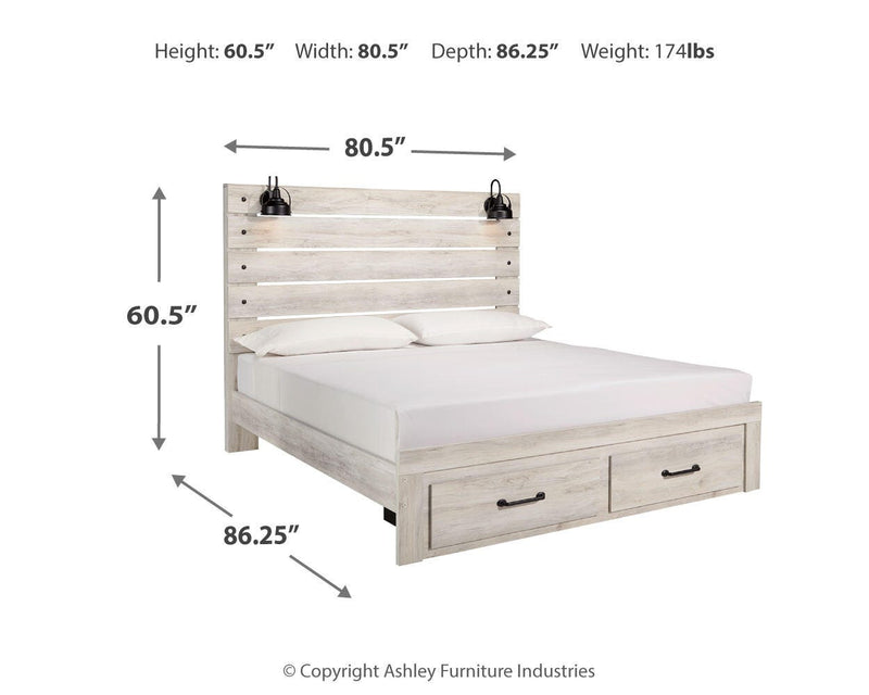 Cambeck King Panel Bed with 2 Storage Drawers