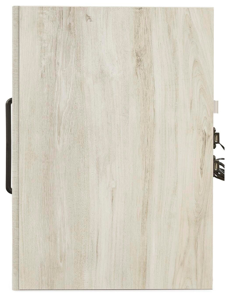Cambeck King Panel Bed with Storage and 2 Nightstands