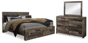 Derekson King Panel Storage Bed, Dresser and Mirror