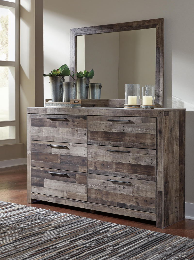 Derekson Full Panel Storage Bed, Dresser, Mirror and Nightstand