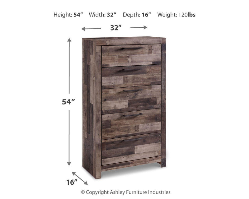 Derekson King Panel Bed, Dresser, Chest and Nightstand