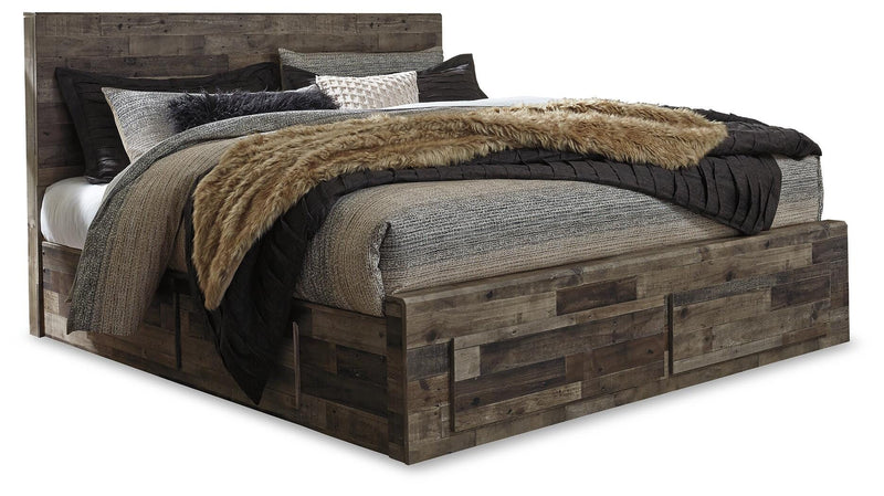 Derekson King Panel Storage Bed, Dresser, Mirror, Chest and 2 Nightstands