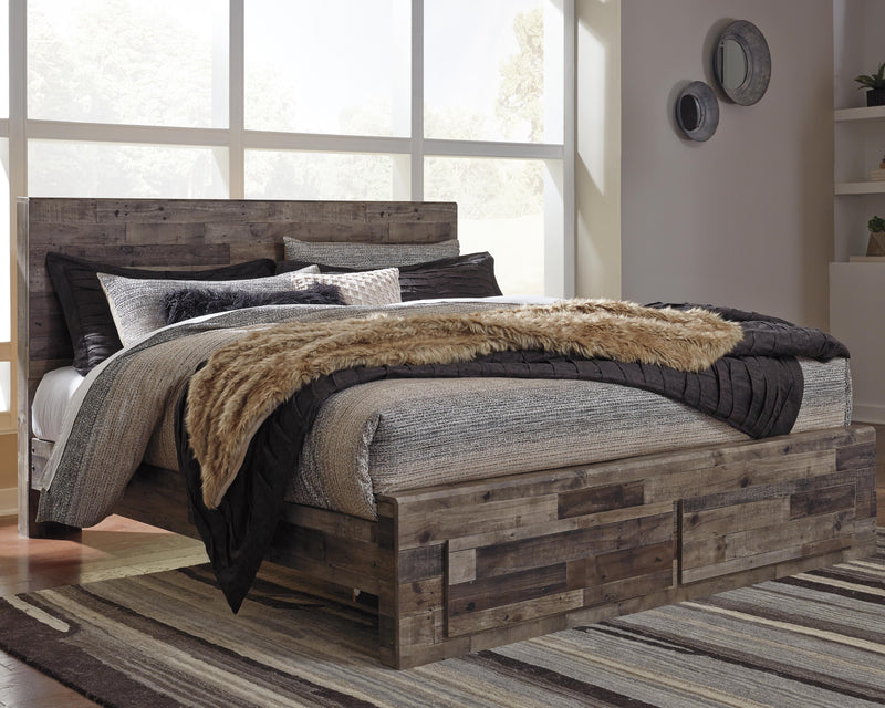 Derekson King Storage Bed, Dresser, Mirror and 2 Nightstands