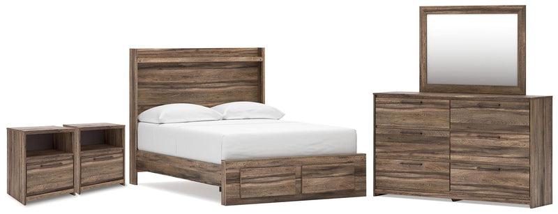 Elbrim Full Panel Storage Bed, Dresser, Mirror and 2 Nightstands