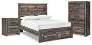 Drystan Full Bookcase Storage Bed, Chest and Nightstand
