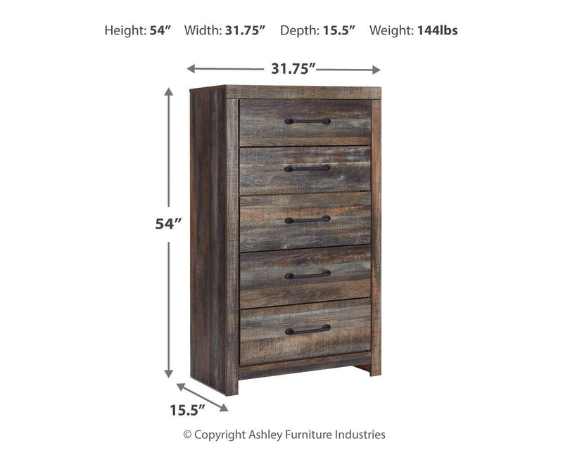 Drystan Queen Panel Storage Bed, Dresser, Mirror, Chest and 2 Nightstands
