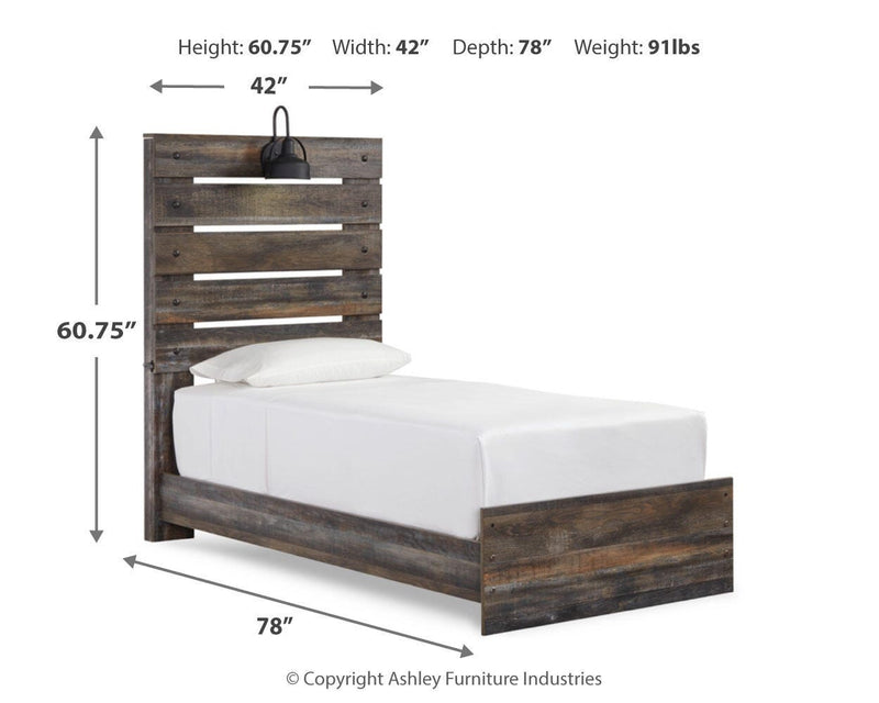 Drystan Twin Panel Bed, Dresser and Mirror