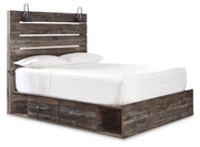 Drystan Queen Panel Bed with Storage, Dresser, Mirror and Chest