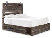 Drystan Queen Panel Bed with Storage, Dresser and Mirror
