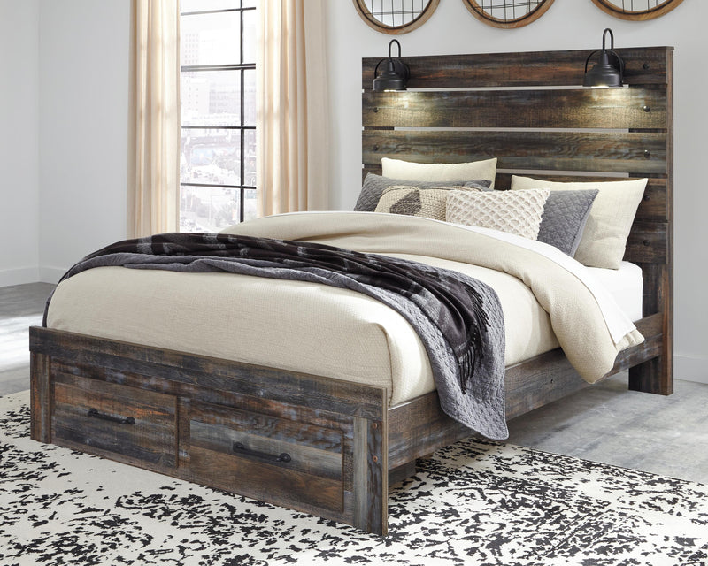 Drystan Queen Panel Bed with 2 Storage Drawers