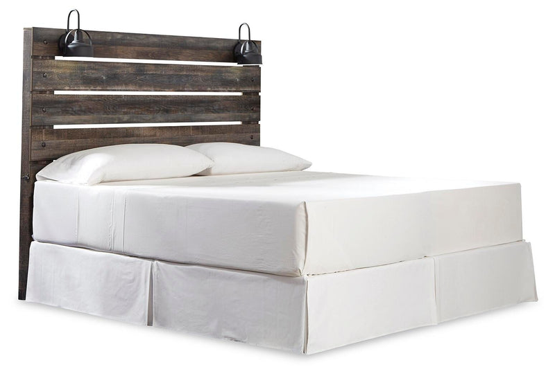 Drystan King Panel Headboard with Metal Frame, Dresser, Mirror, and Nightstand