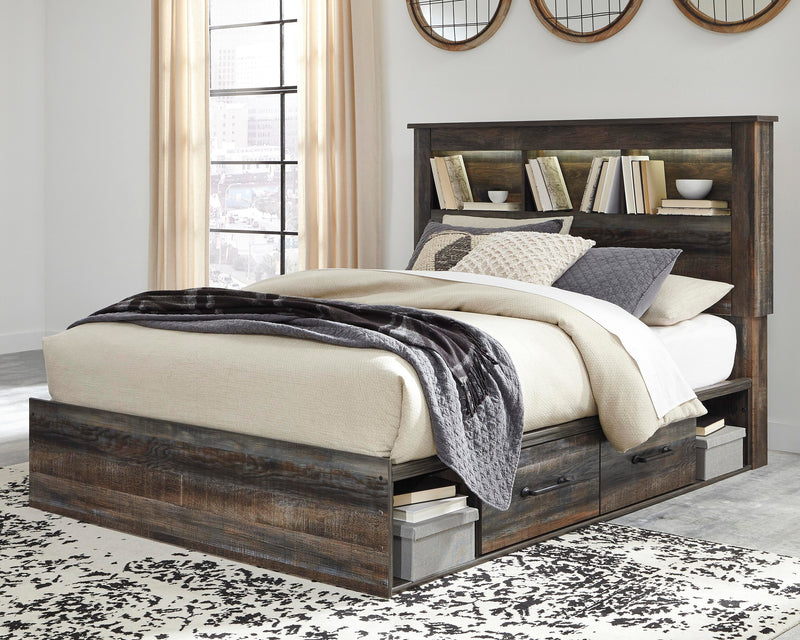 Drystan Queen Bookcase Bed with 2 Storage Drawers