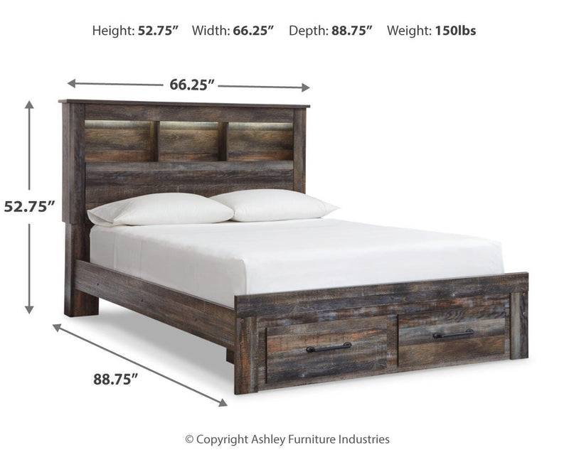 Drystan Queen Bookcase Storage Bed, Dresser, Mirror and Nightstand