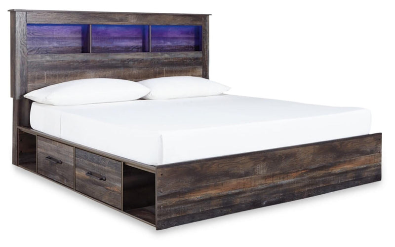 Drystan King Panel Storage Bed, Dresser, Mirror and Nightstand