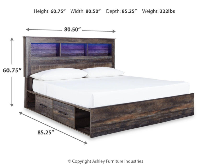 Drystan King Bookcase Storage Bed, Dresser and Nightstand