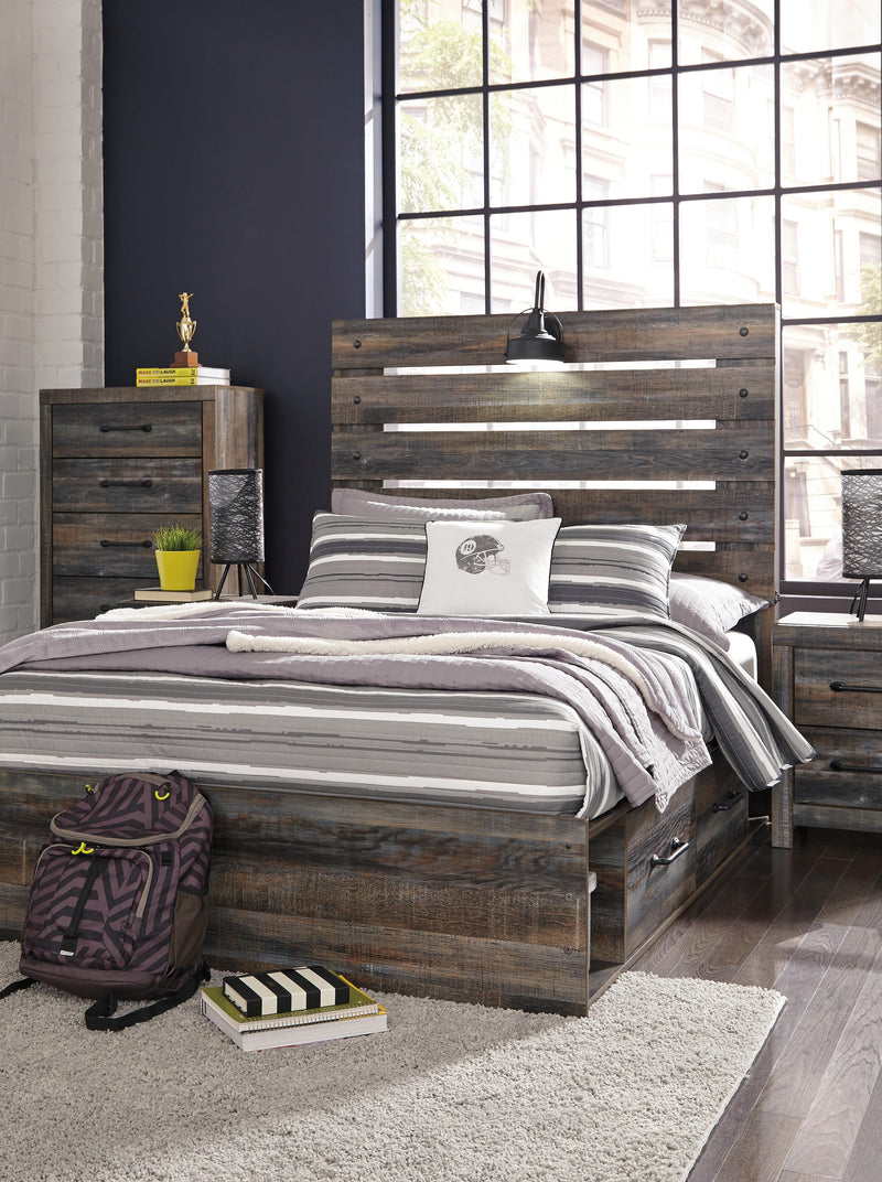 Drystan Full Panel Bed with 2 Storage Drawers