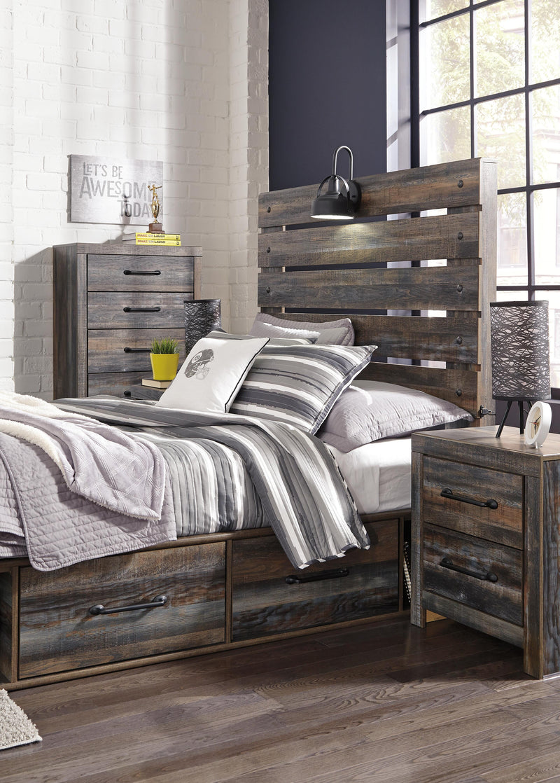 Drystan Full Panel Bed with 2 Storage Drawers