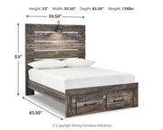 Drystan Full Panel Bed with 2 Storage Drawers