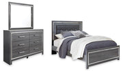 Lodanna Queen Upholstered Panel Bed, Dresser and Mirror