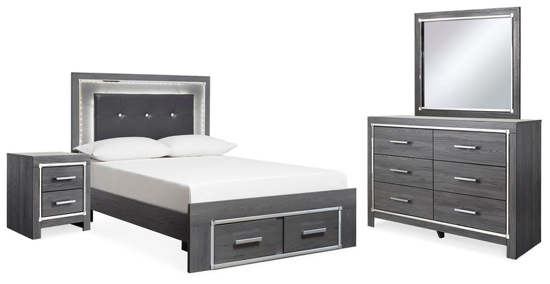 Lodanna Full Storage Bed, Dresser, Mirror and 2 Nightstands