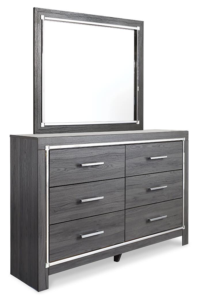 Lodanna Queen Upholstered Panel Storage Bed, Dresser, Mirror, and Nightstand