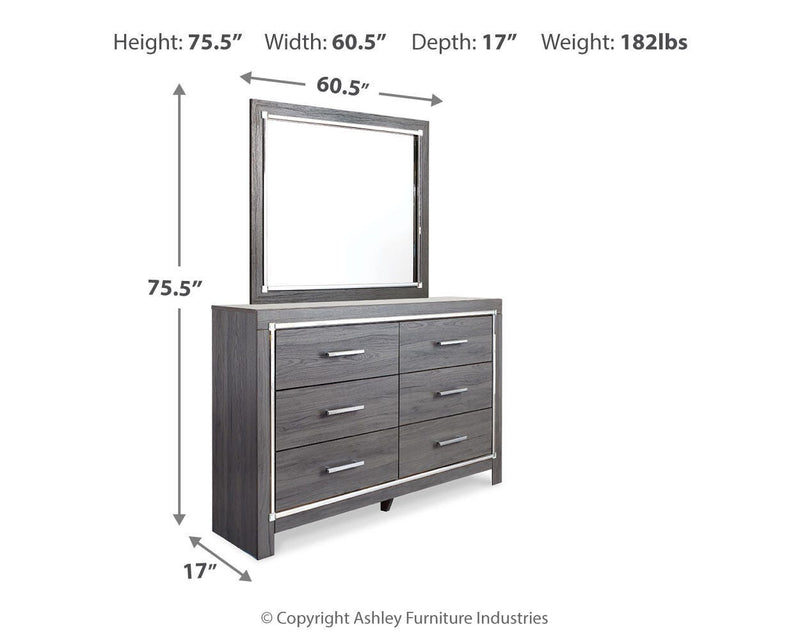 Lodanna Queen Upholstered Panel Storage Bed, Dresser and Mirror