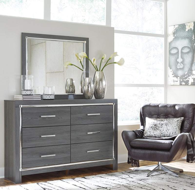 Lodanna King Upholstered Panel Bed, Dresser, Mirror, Chest and Nightstand