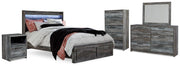 Baystorm Queen Panel Storage Bed, Dresser, Mirror, Chest and Nightstand