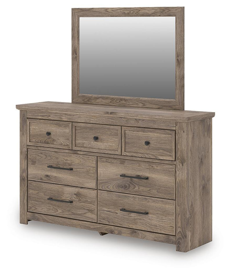Rusticott King Poster Bed, Dresser, Mirror and Nightstand