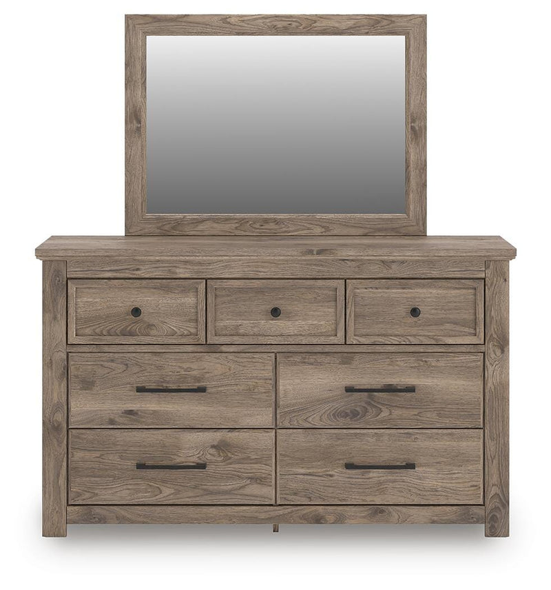 Rusticott King Panel Bed, Dresser, Mirror and Nightstand